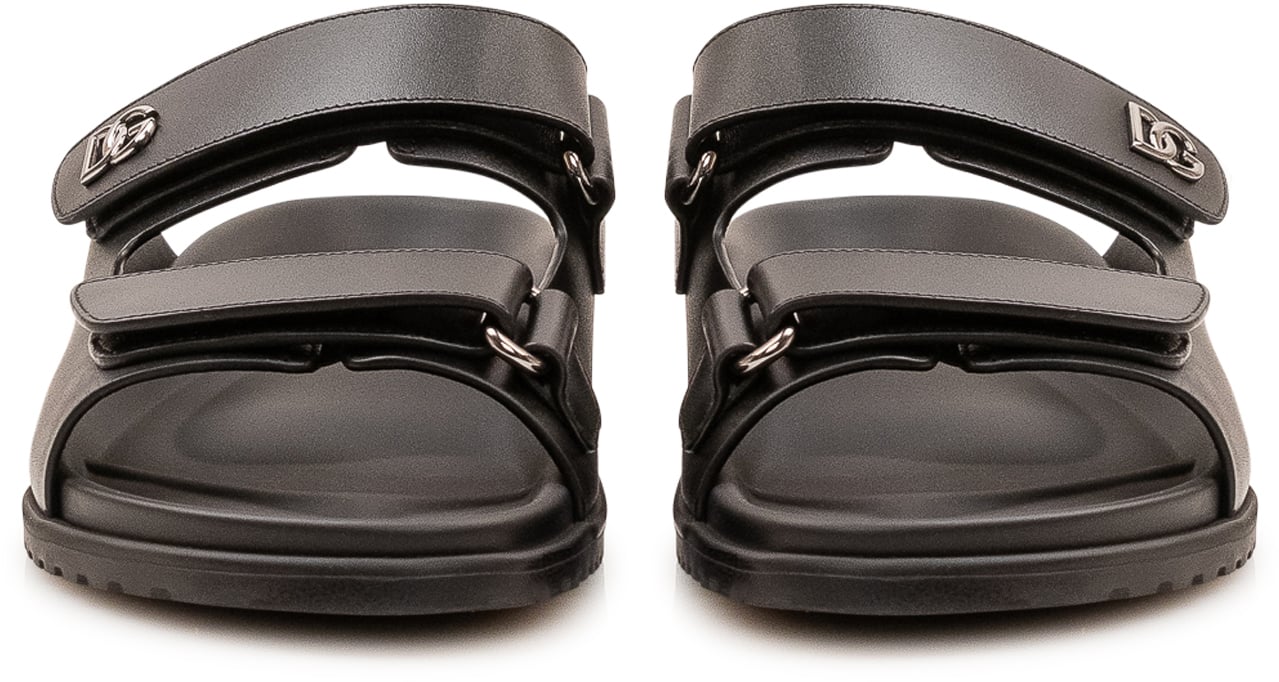 Dolce & Gabbana Sandalo Slide con Doppia Fascia Donkergrijs