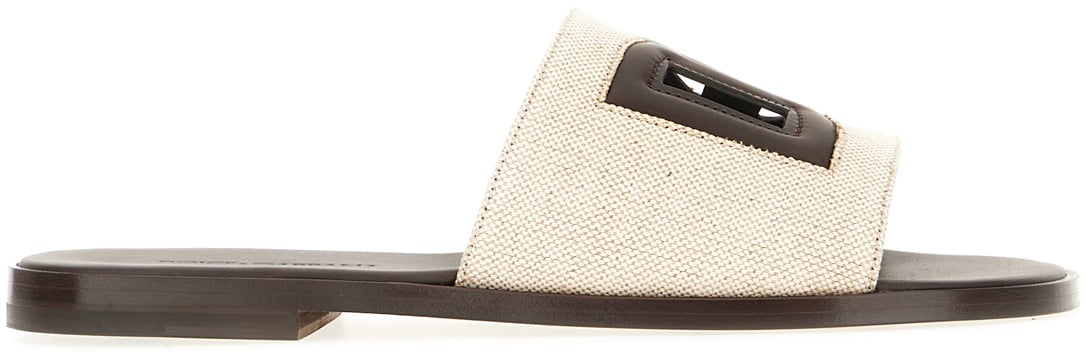 Dolce & Gabbana Dolce&gabbana Two-tone leather and fabric slippers Divers