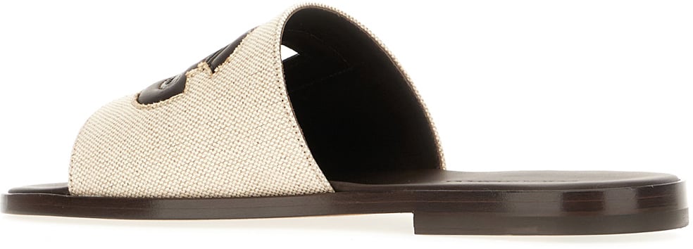 Dolce & Gabbana Dolce&gabbana Two-tone leather and fabric slippers Divers