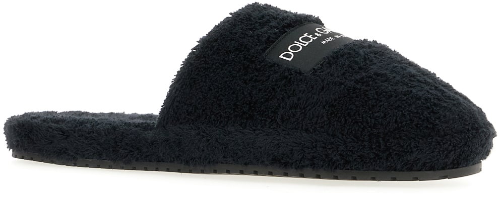 Dolce & Gabbana Dolce&gabbana Black eco fur Hotel slippers Zwart