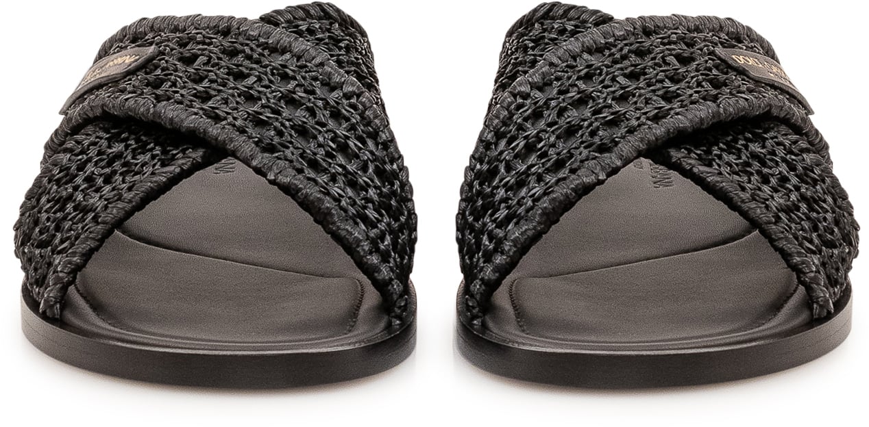 Dolce & Gabbana Sandali Flat con Fasce Intrecciate Zwart