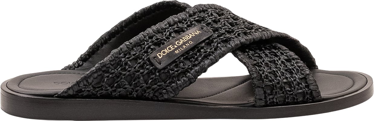 Dolce & Gabbana Sandali Flat con Fasce Intrecciate Zwart