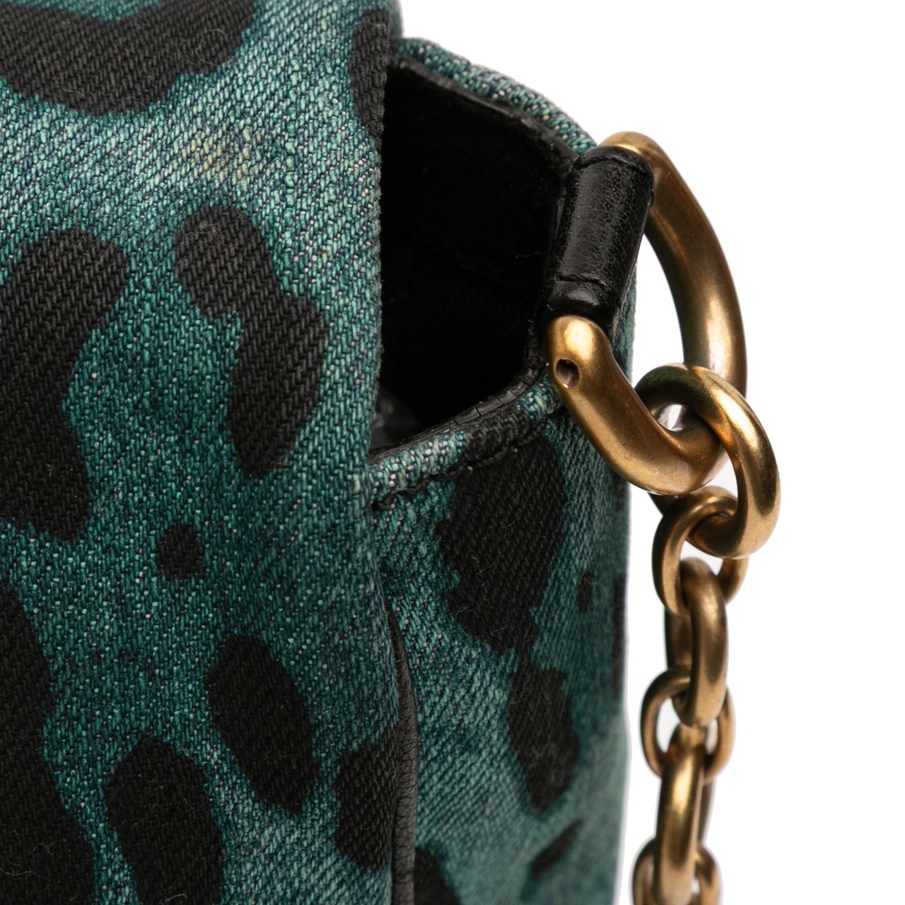 Dolce & Gabbana Leopard Printed Denim Flap Crossbody Groen
