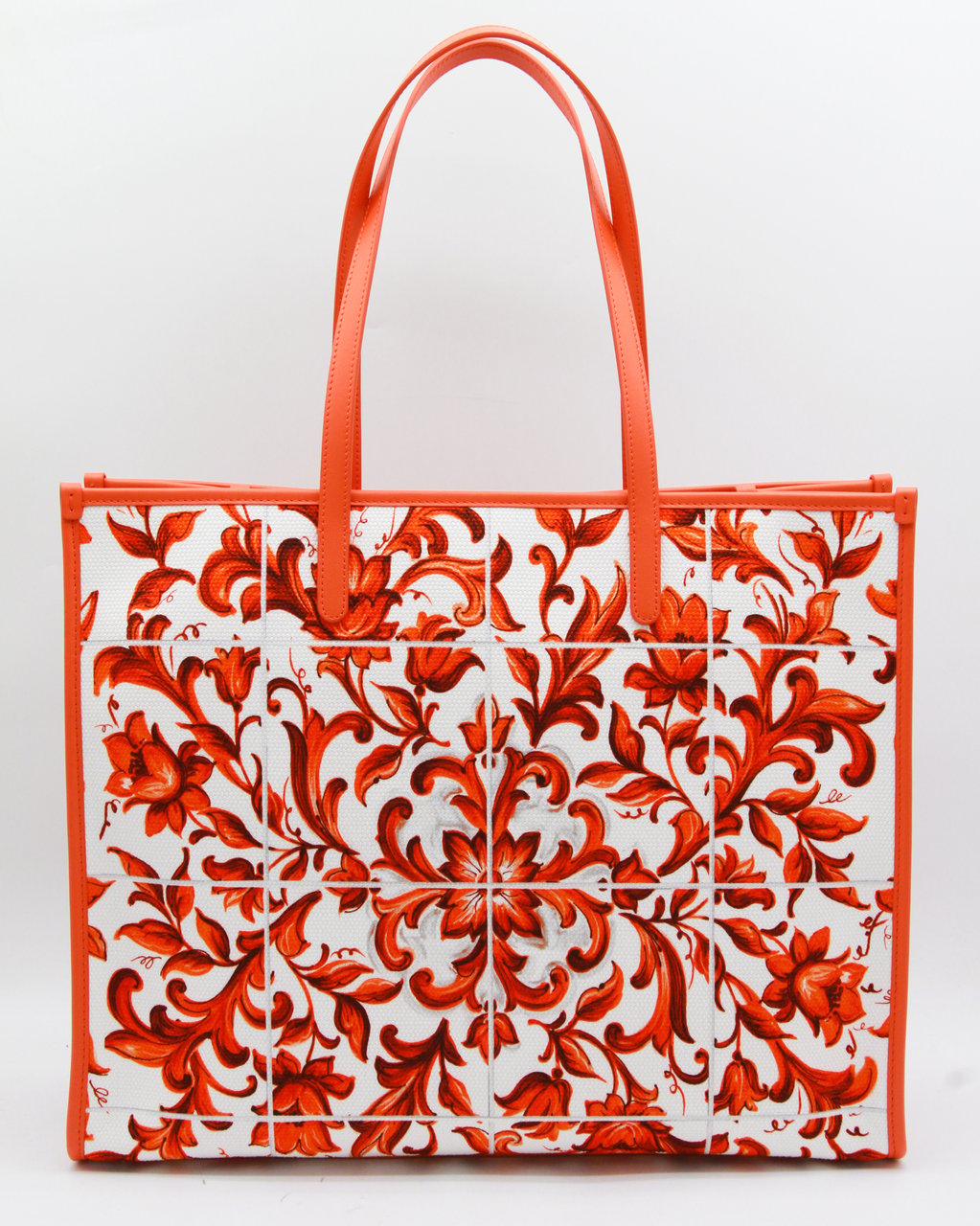 Dolce & Gabbana Floral Baroque Pattern Tote Bag With Gold-Tone Logo Rood