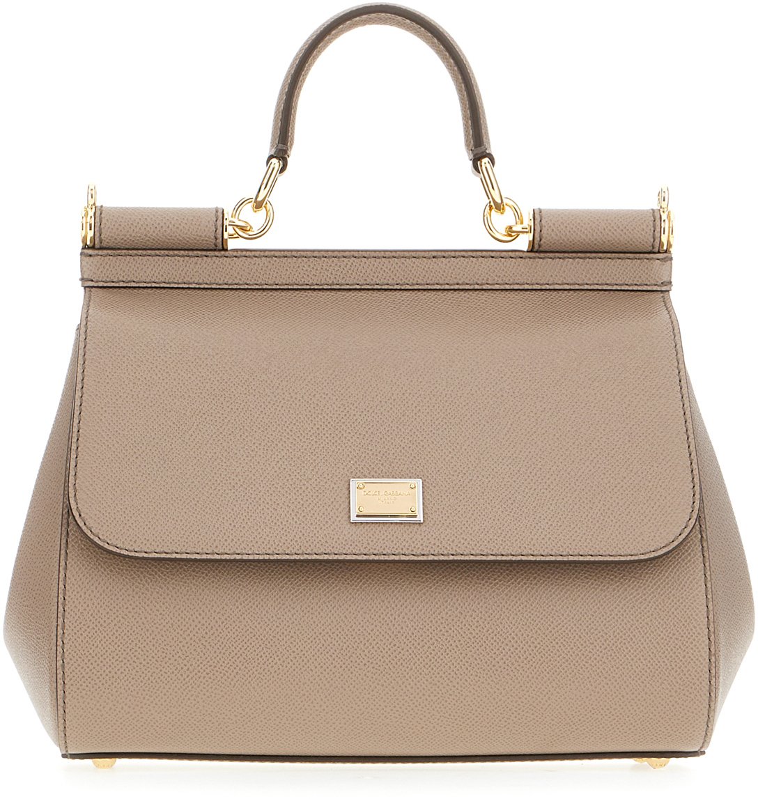 Dolce & Gabbana Dolce&gabbana Dove grey leather large Sicily handbag Grijs