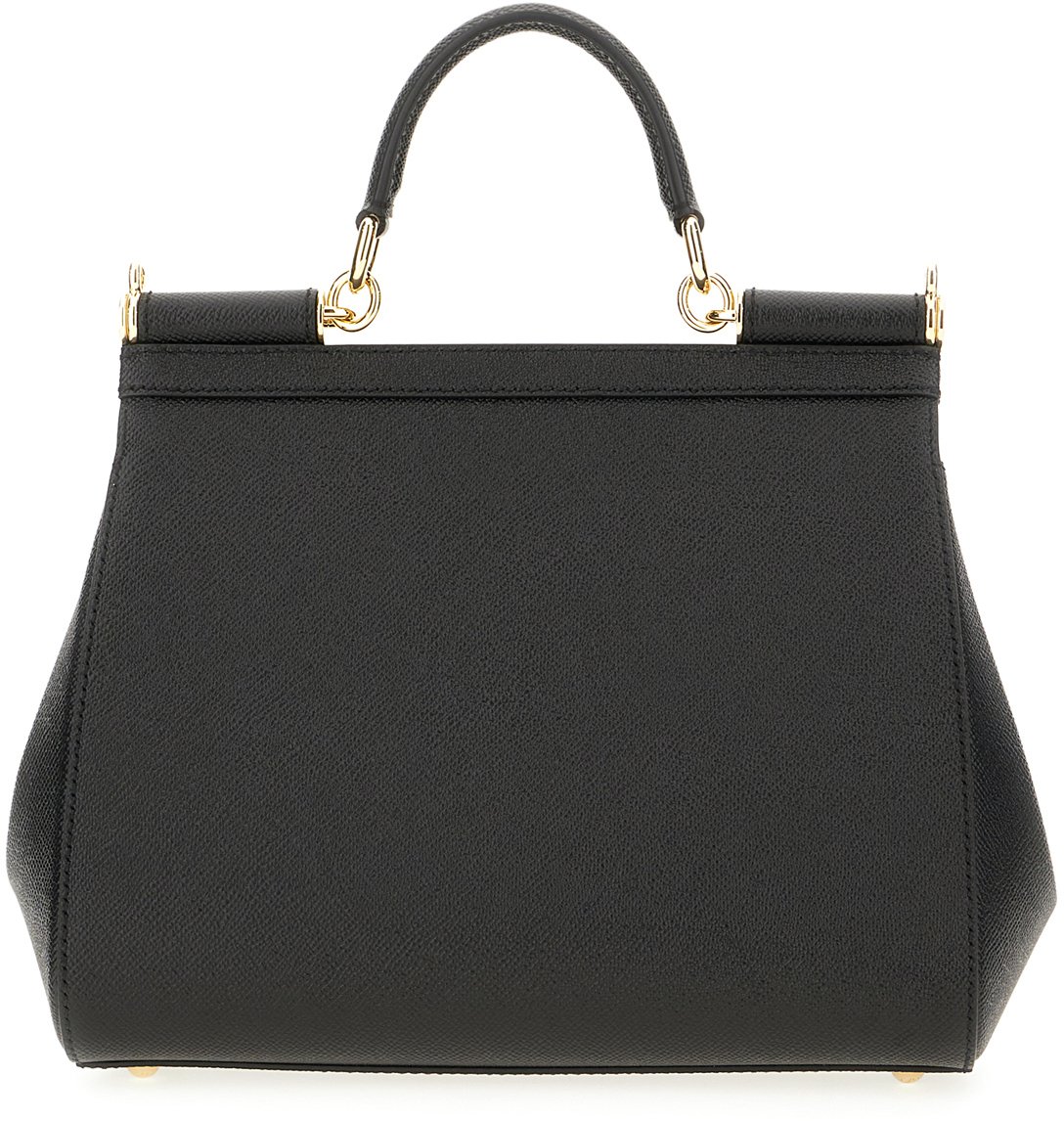 Dolce & Gabbana Dolce&gabbana Black leather large Sicily handbag Zwart