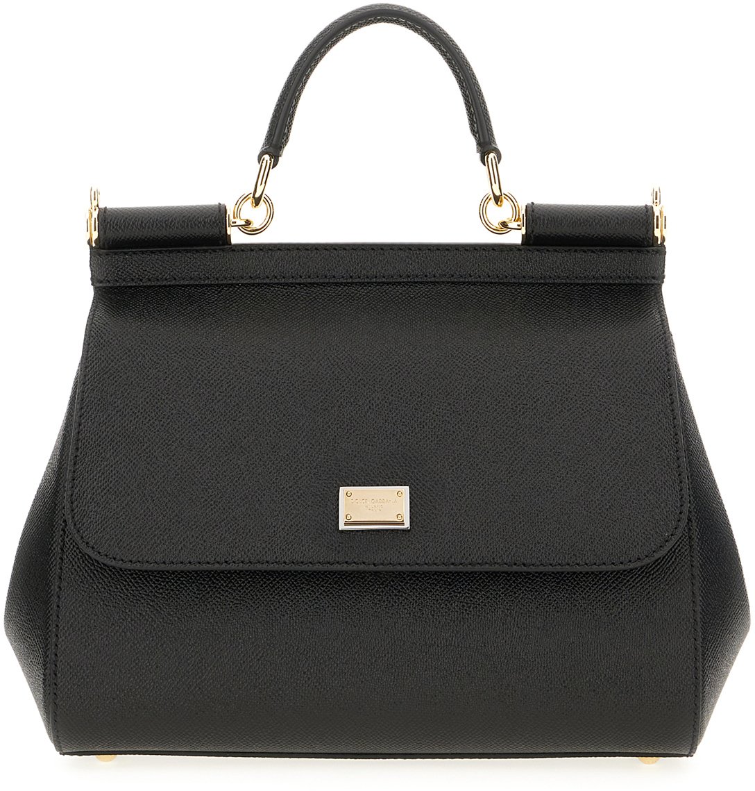 Dolce & Gabbana Dolce&gabbana Black leather large Sicily handbag Zwart