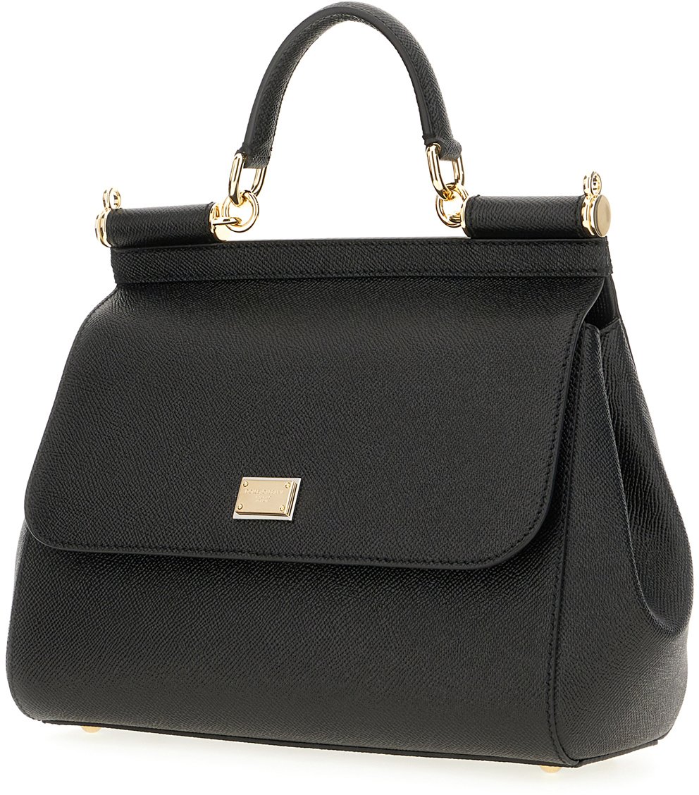 Dolce & Gabbana Dolce&gabbana Black leather large Sicily handbag Zwart