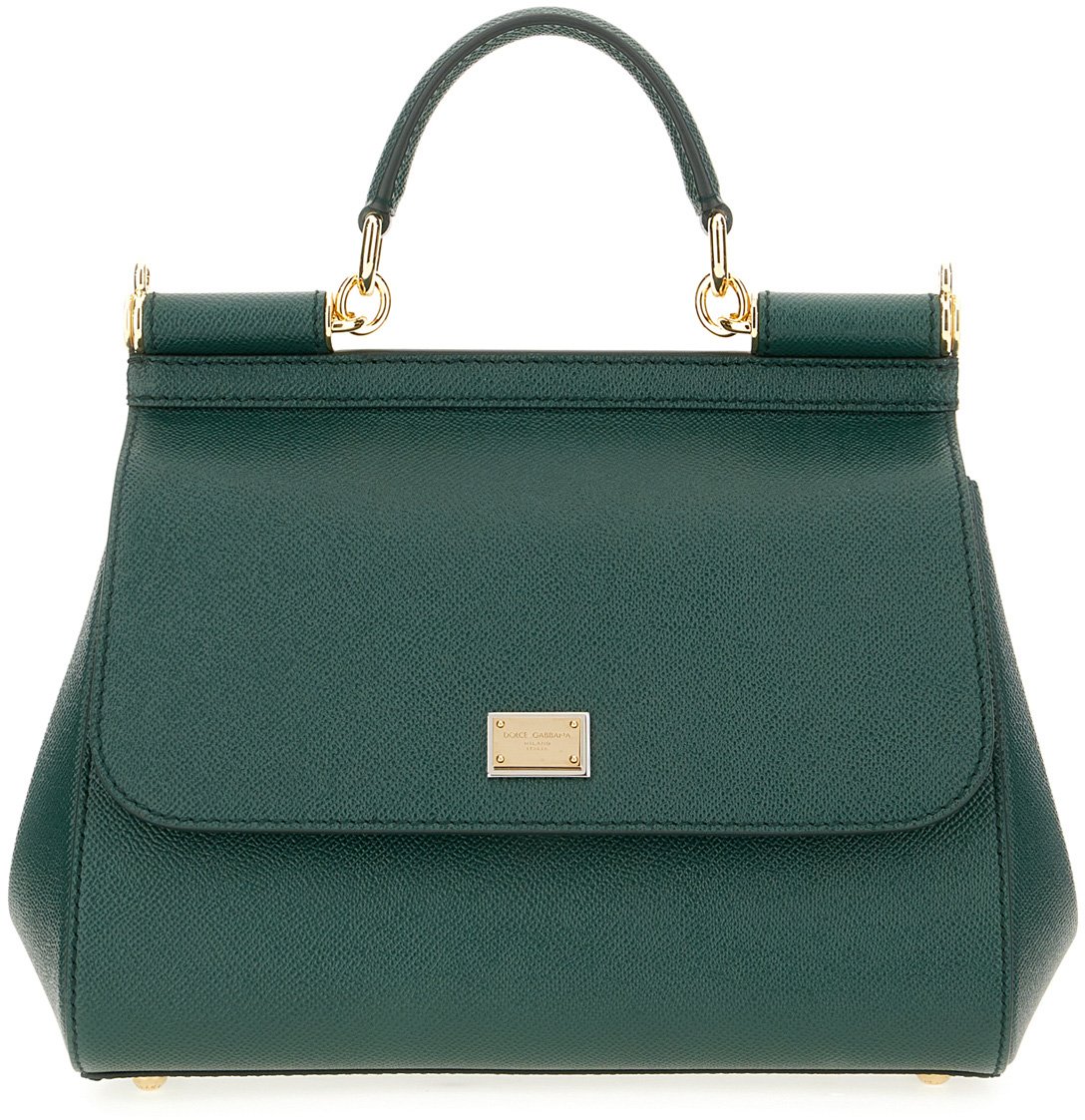 Dolce & Gabbana Dolce&gabbana Dark green leather large Sicily handbag Groen