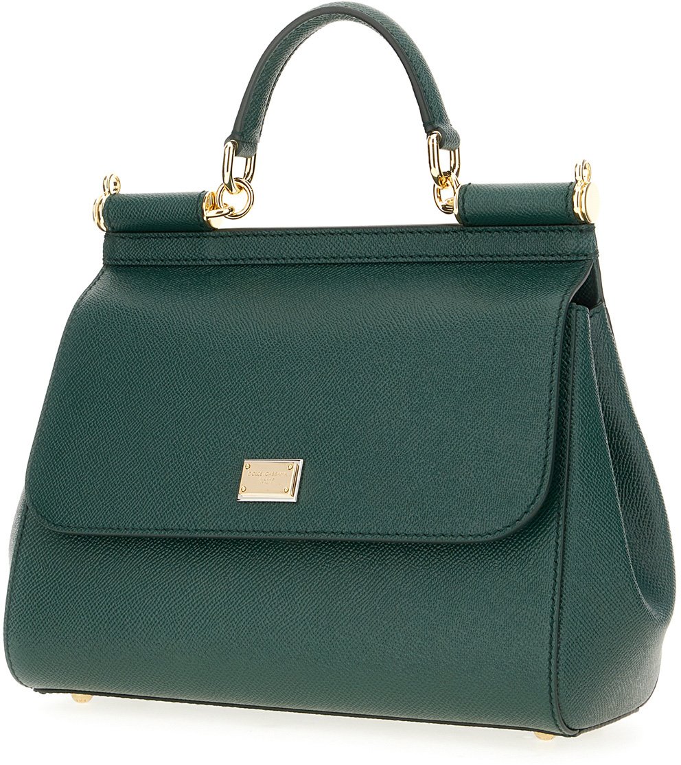 Dolce & Gabbana Dolce&gabbana Dark green leather large Sicily handbag Groen