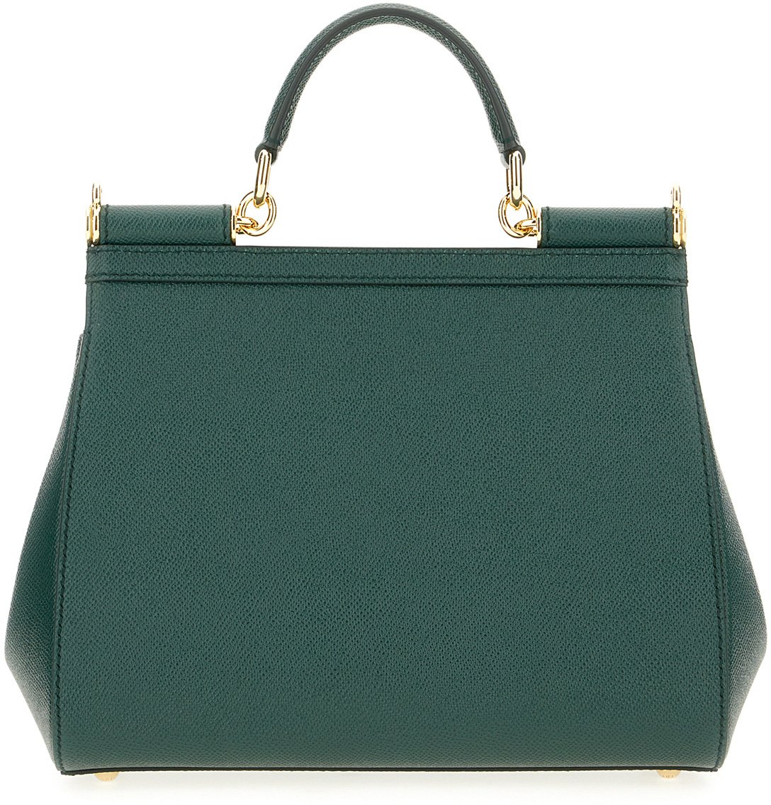Dolce & Gabbana Dolce&gabbana Dark green leather large Sicily handbag Groen