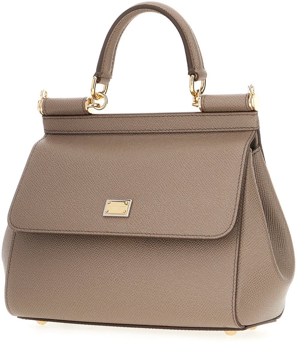 Dolce & Gabbana Dolce&gabbana Dove grey leather medium Sicily handbag Grijs