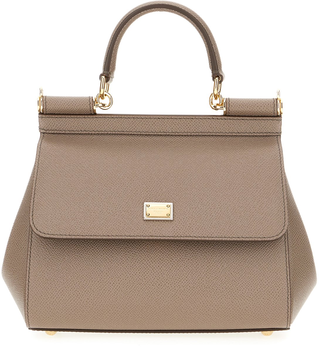 Dolce & Gabbana Dolce&gabbana Dove grey leather medium Sicily handbag Grijs