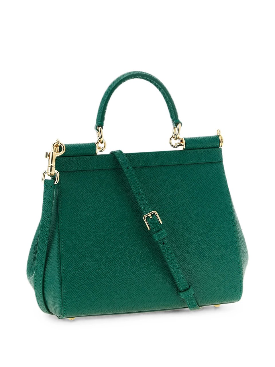 Dolce & Gabbana Calf Leather Trapezoidal Leopard Print Handbag Groen