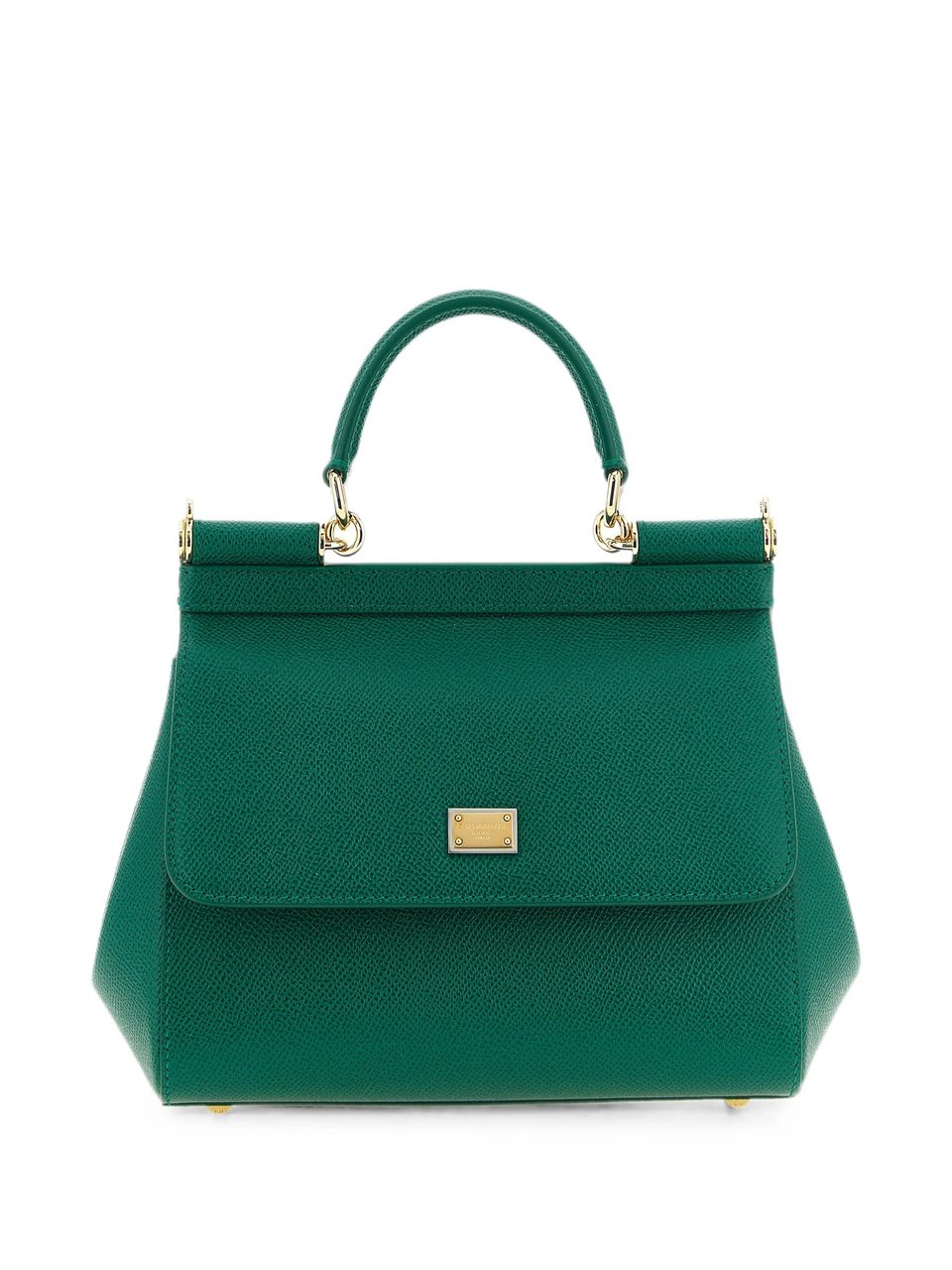 Dolce & Gabbana Calf Leather Trapezoidal Leopard Print Handbag Groen