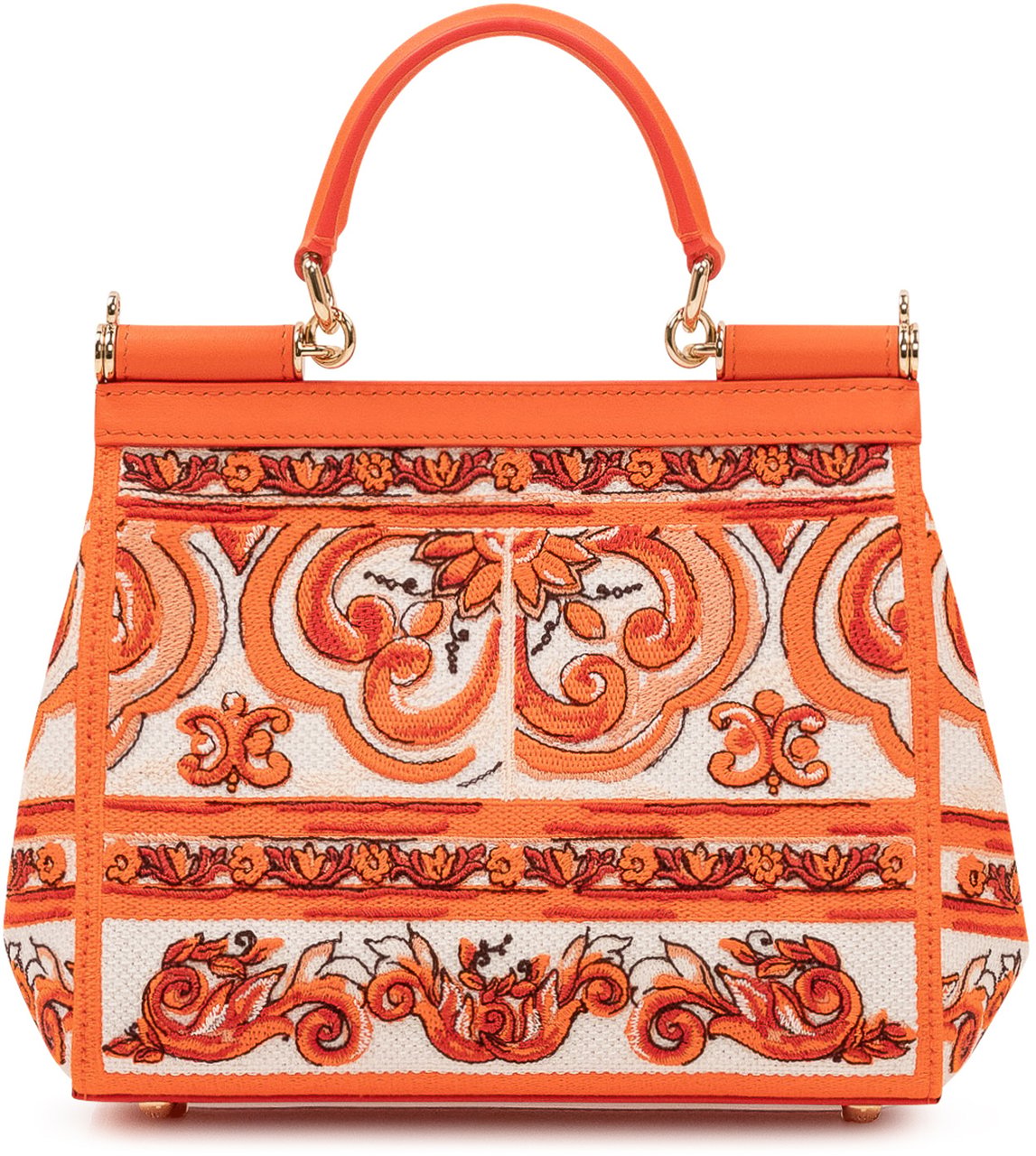 Dolce & Gabbana Borsa a Mano Sicily Piccola con Ricamo Ornamentale Oranje