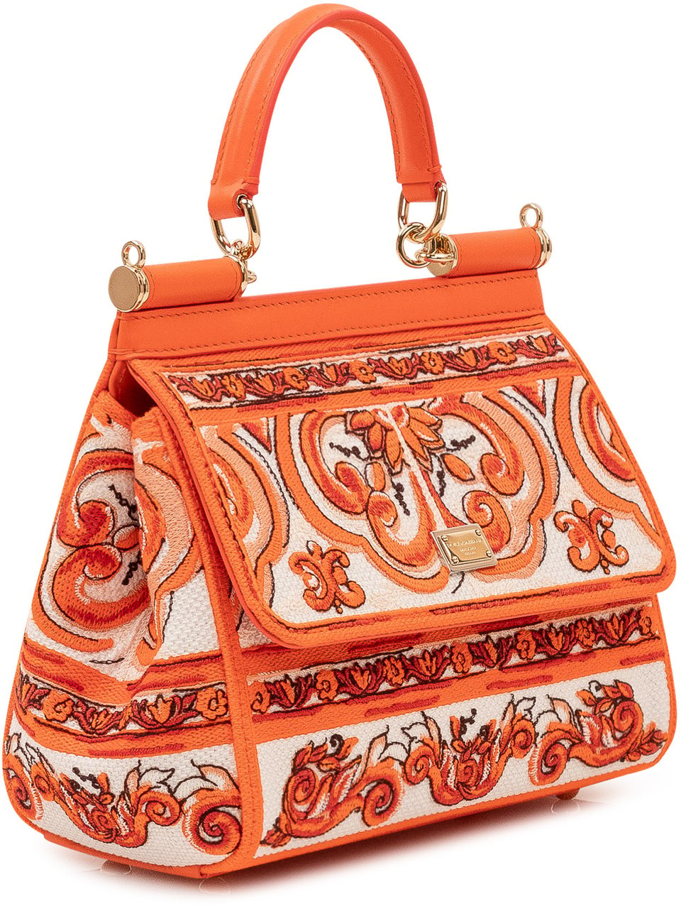 Dolce & Gabbana Borsa a Mano Sicily Piccola con Ricamo Ornamentale Oranje