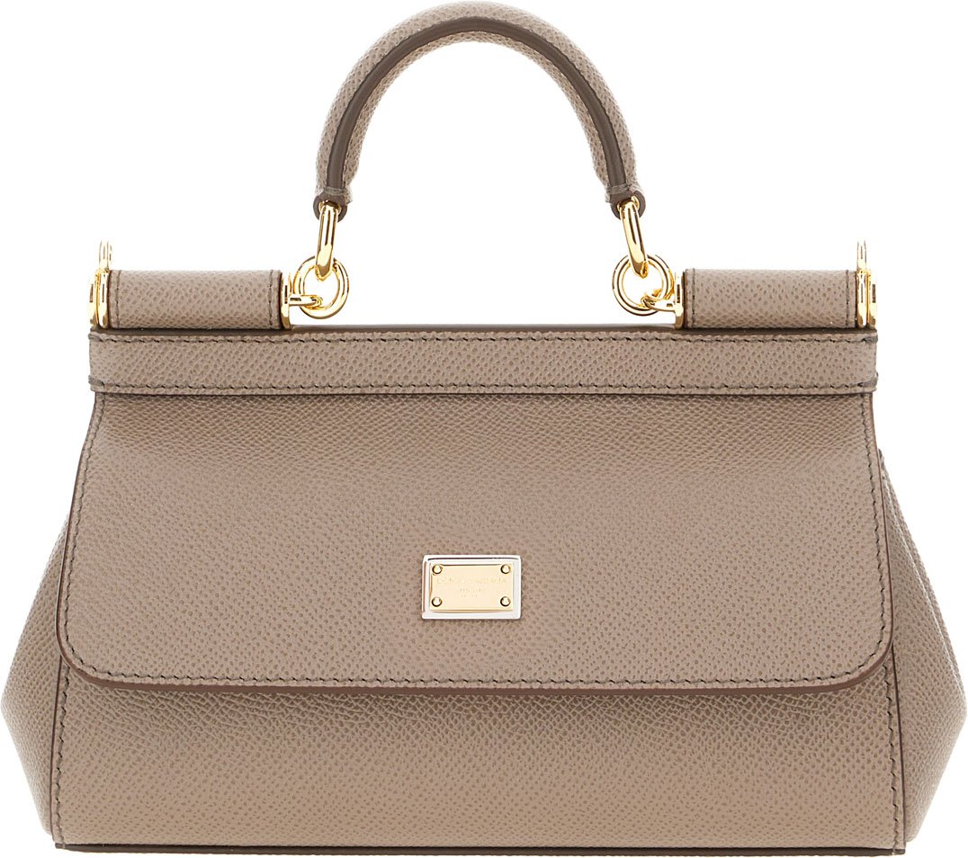 Dolce & Gabbana Dolce&gabbana Dove grey leather small Sicily handbag Grijs