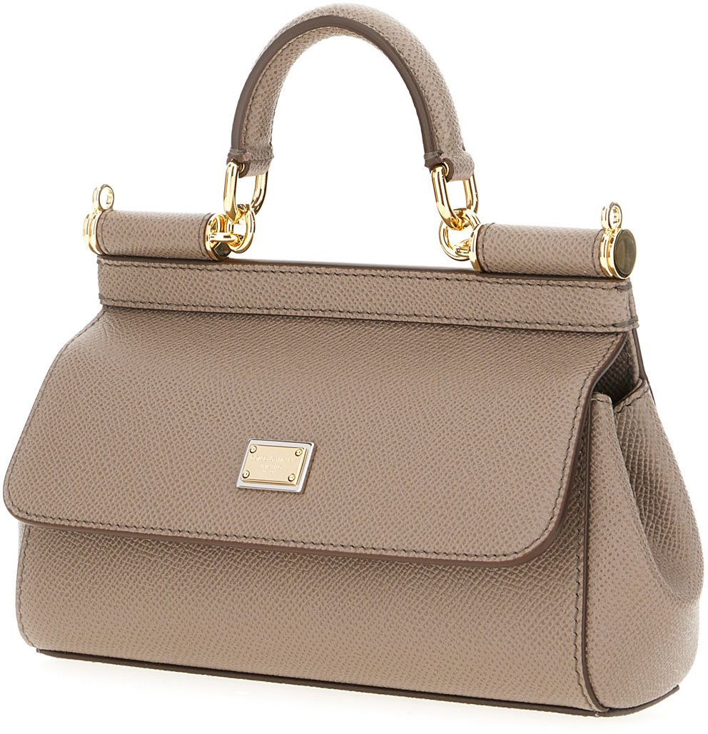Dolce & Gabbana Dolce&gabbana Dove grey leather small Sicily handbag Grijs