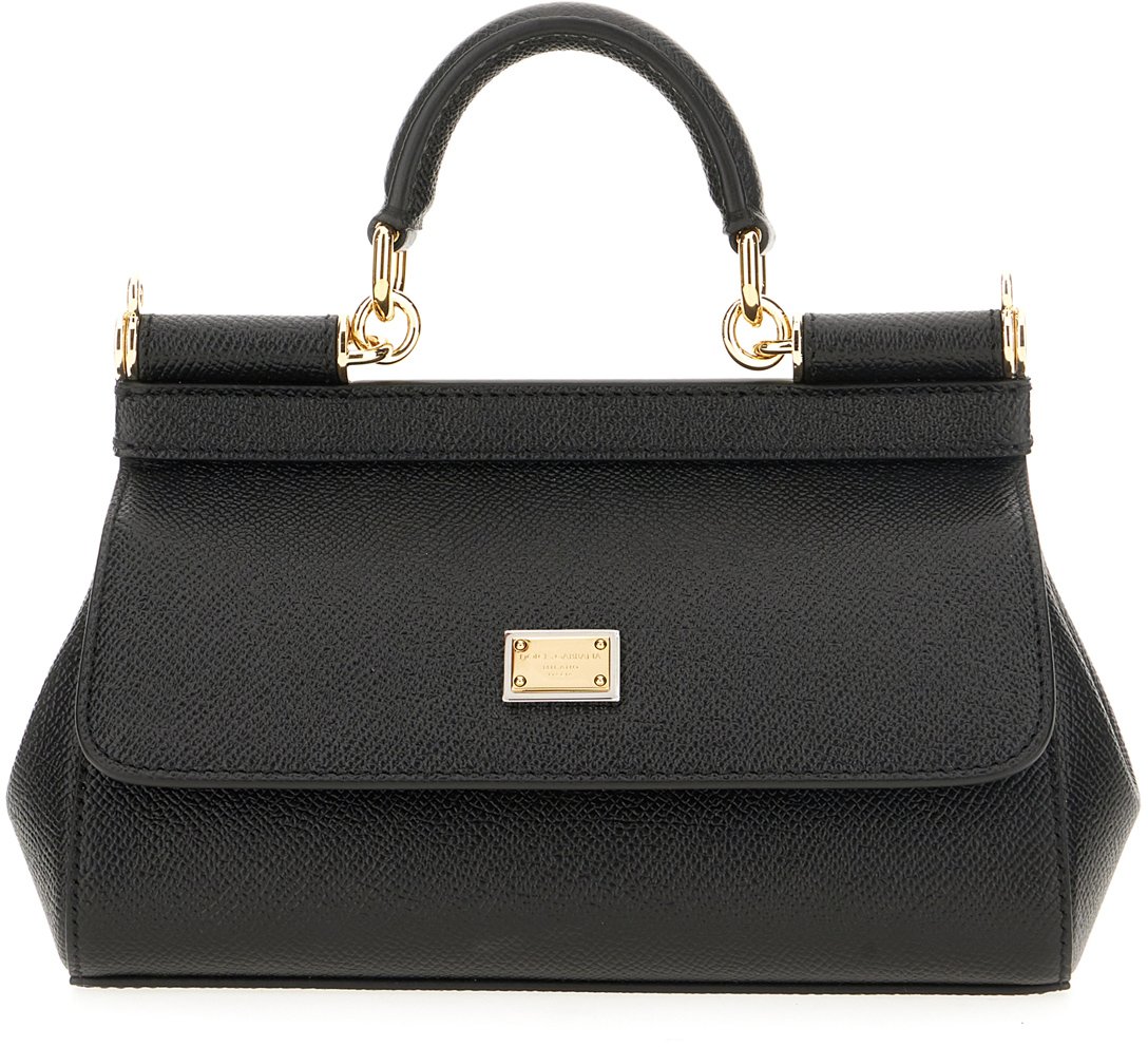 Dolce & Gabbana Dolce&gabbana Black leather small Sicily handbag Zwart