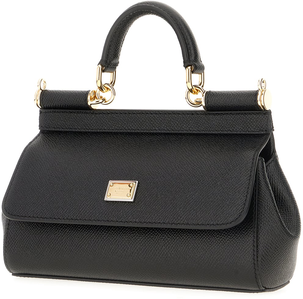 Dolce & Gabbana Dolce&gabbana Black leather small Sicily handbag Zwart