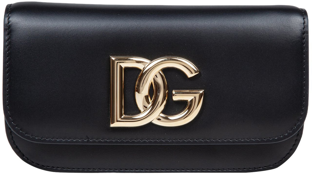 Dolce & Gabbana Dolce & gabbana 3.5 leather shoulder bag with dg logo Zwart