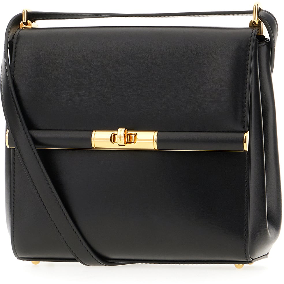 Dolce & Gabbana Dolce&gabbana Black leather Marlene crossbody bag Zwart
