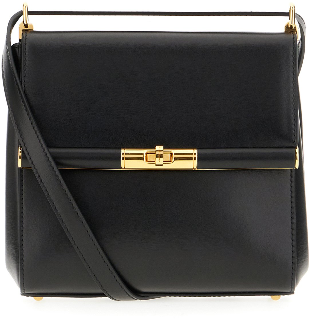 Dolce & Gabbana Dolce&gabbana Black leather Marlene crossbody bag Zwart