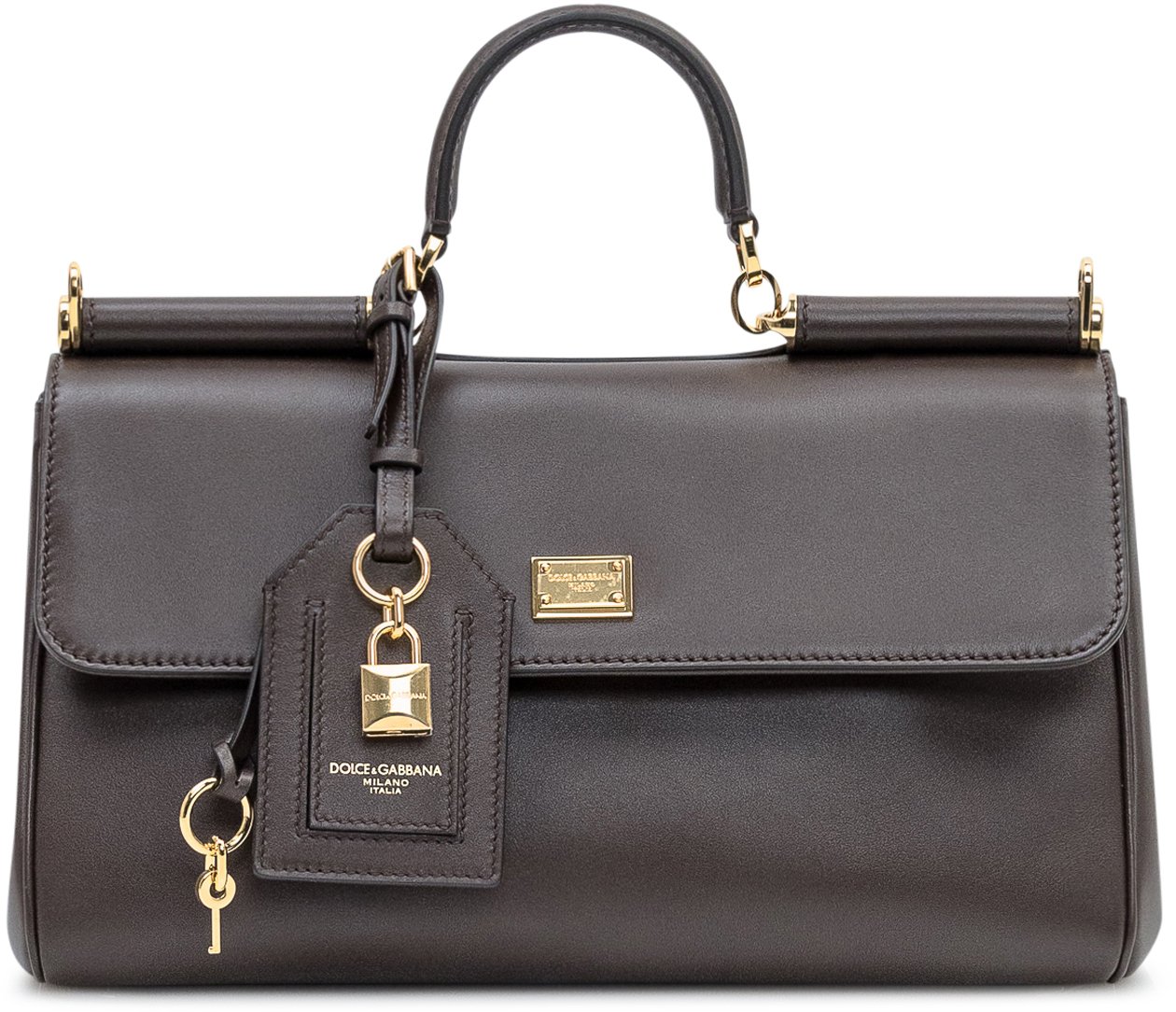 Dolce & Gabbana Dolce & Gabbana Borsa Lux Ottone Vintage in Pelle Bruin