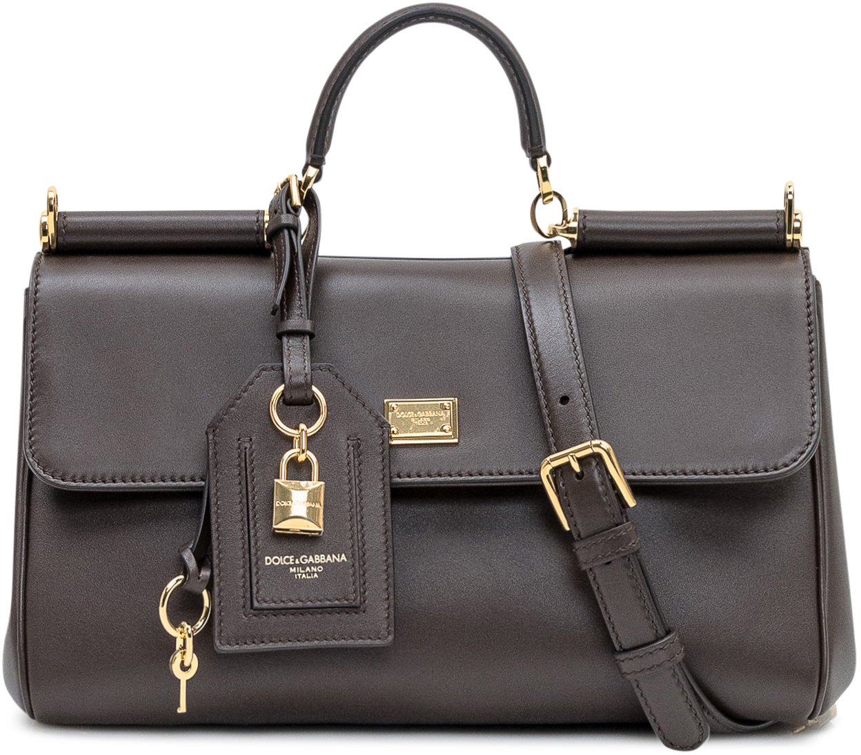 Dolce & Gabbana Dolce & Gabbana Borsa Lux Ottone Vintage in Pelle Bruin