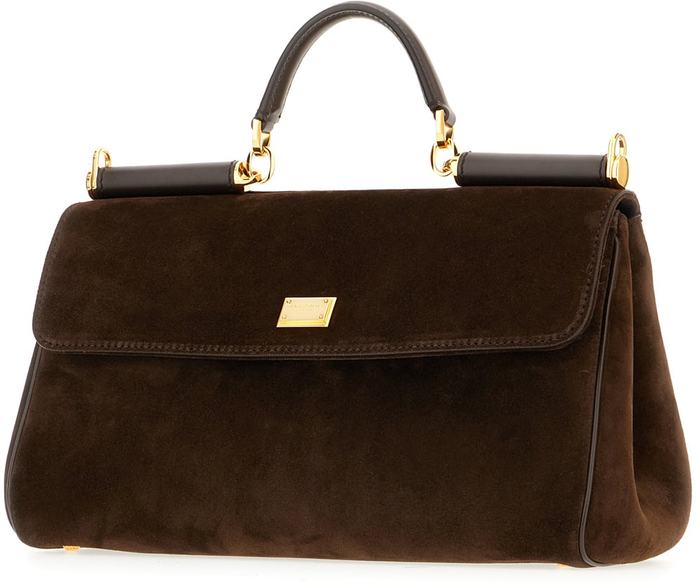 Dolce & Gabbana Dolce&gabbana Dark brown suede My Sicily handbag Bruin