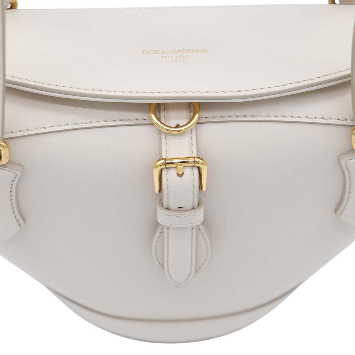 Dolce & Gabbana Trapezoidal Handbag with Gold-tone Buckle Neutraal