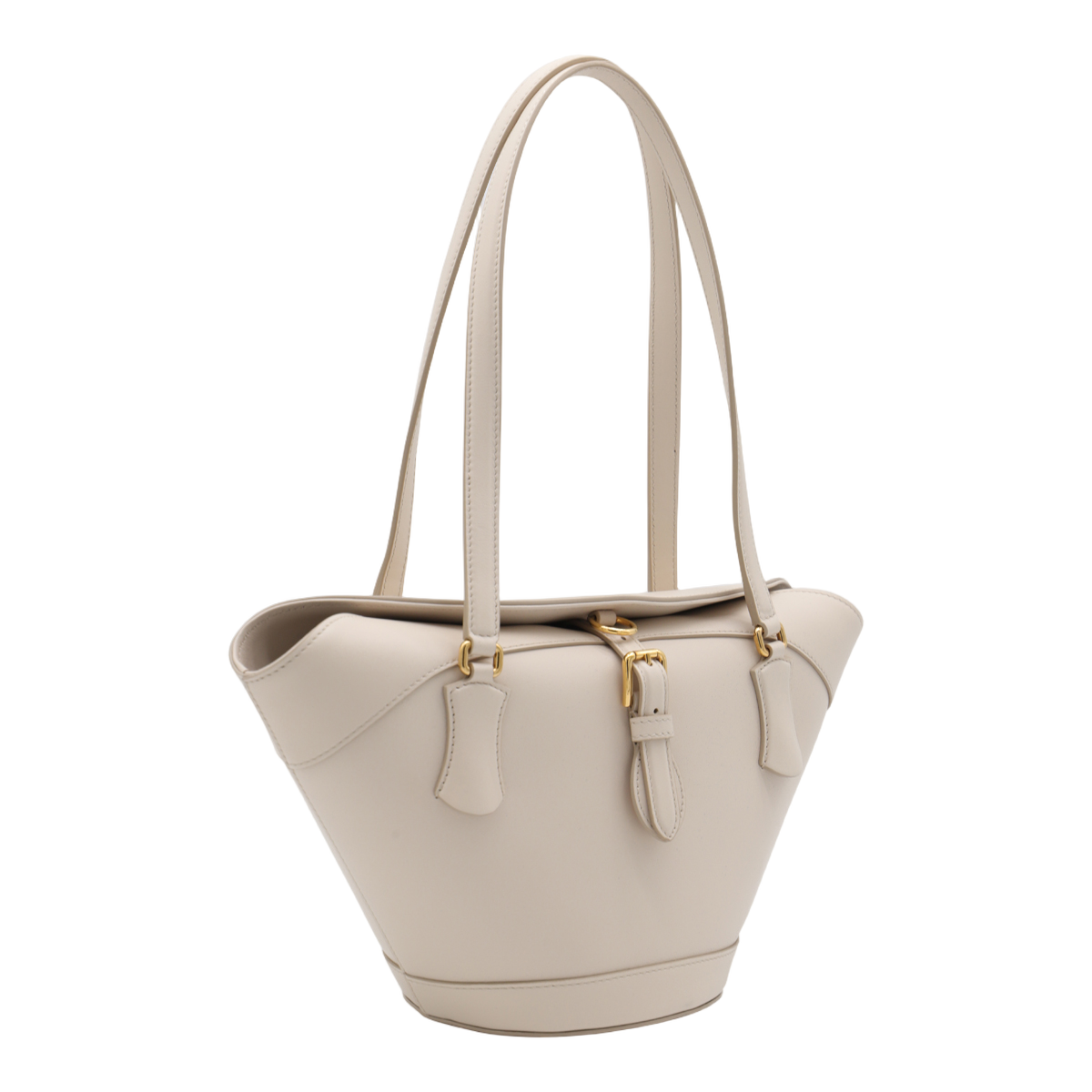 Dolce & Gabbana Trapezoidal Handbag with Gold-tone Buckle Neutraal