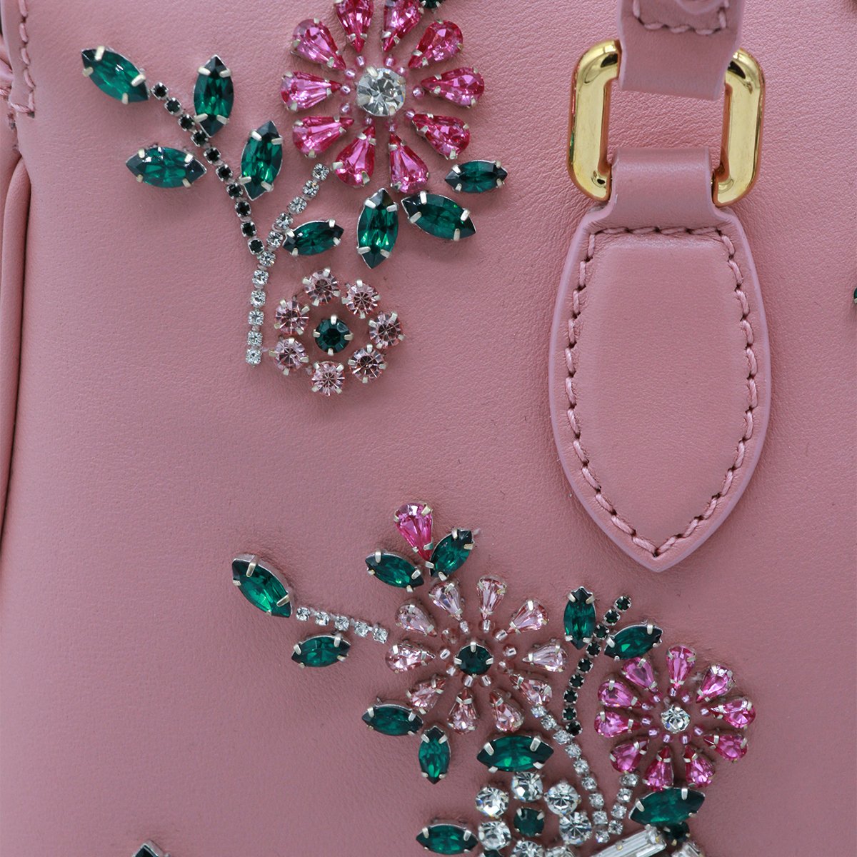Dolce & Gabbana Structured Handbag With Floral Embellishments And Gold-Tone Accents Roze