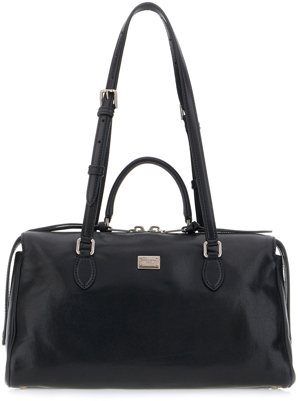 Dolce & Gabbana Black leather shoulder bag Zwart