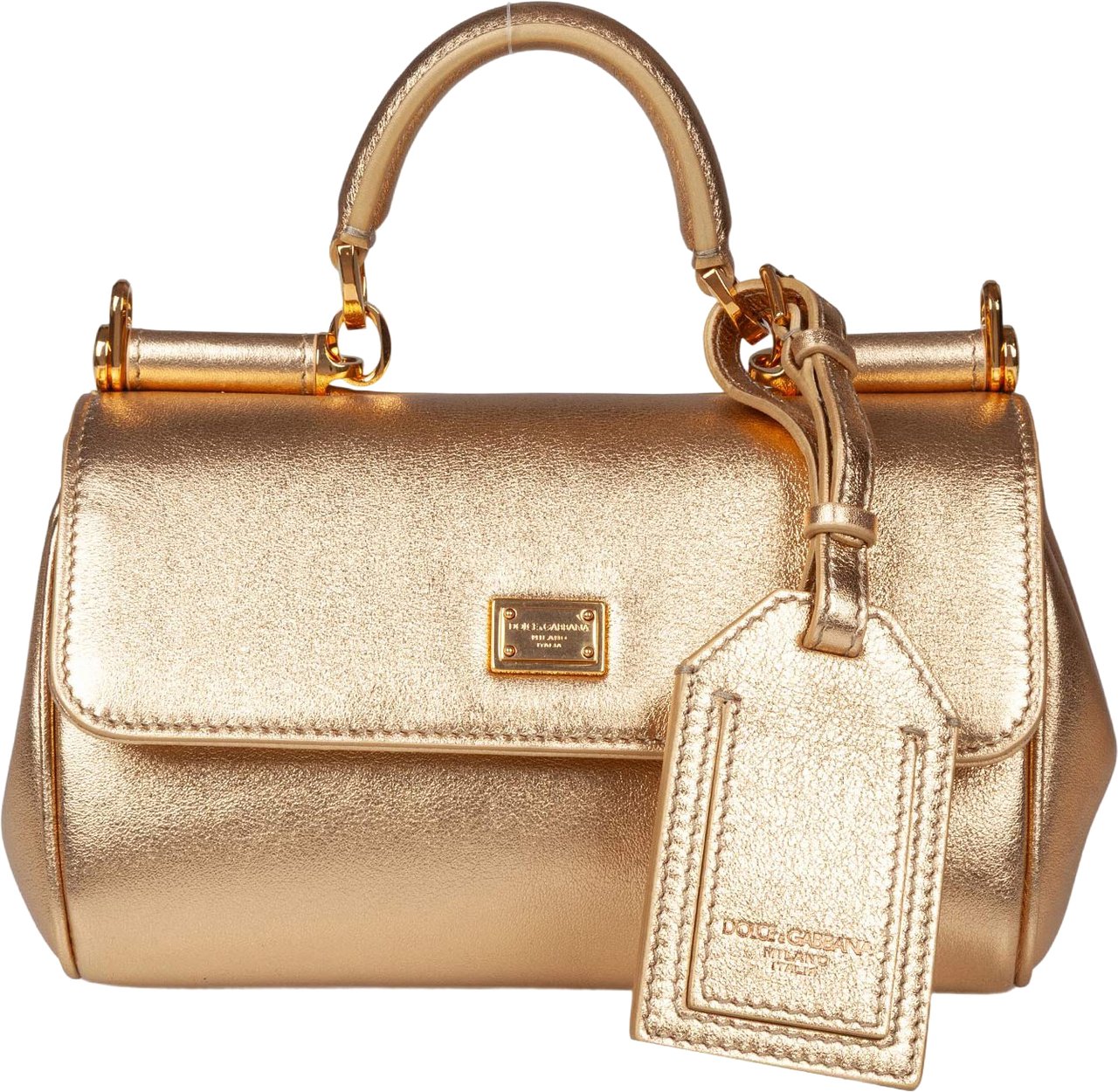 Dolce & Gabbana Dolce & gabbana my sicily handbag in laminated leather, gold color Goud