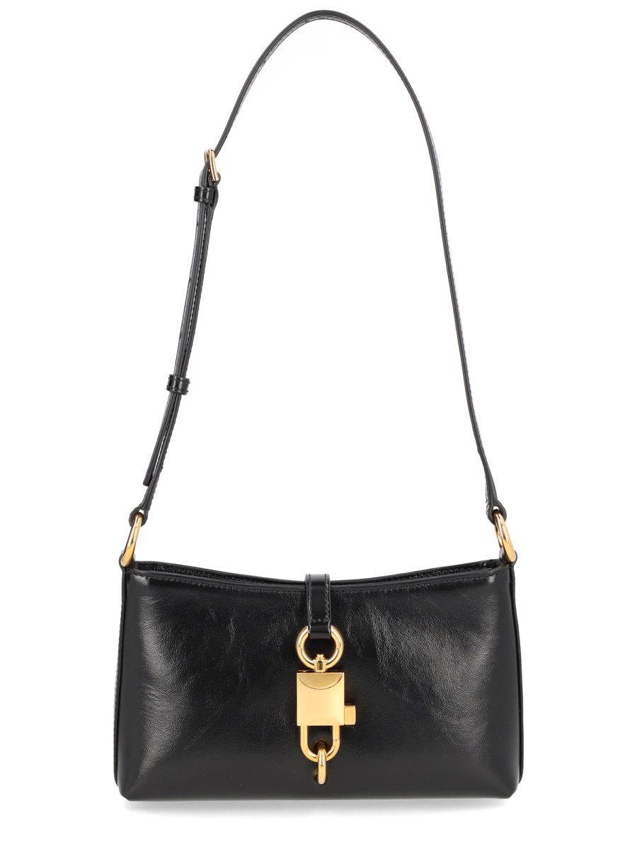 Dolce & Gabbana Lock Lustrous Finish Gold Clasp Shoulder Bag Zwart