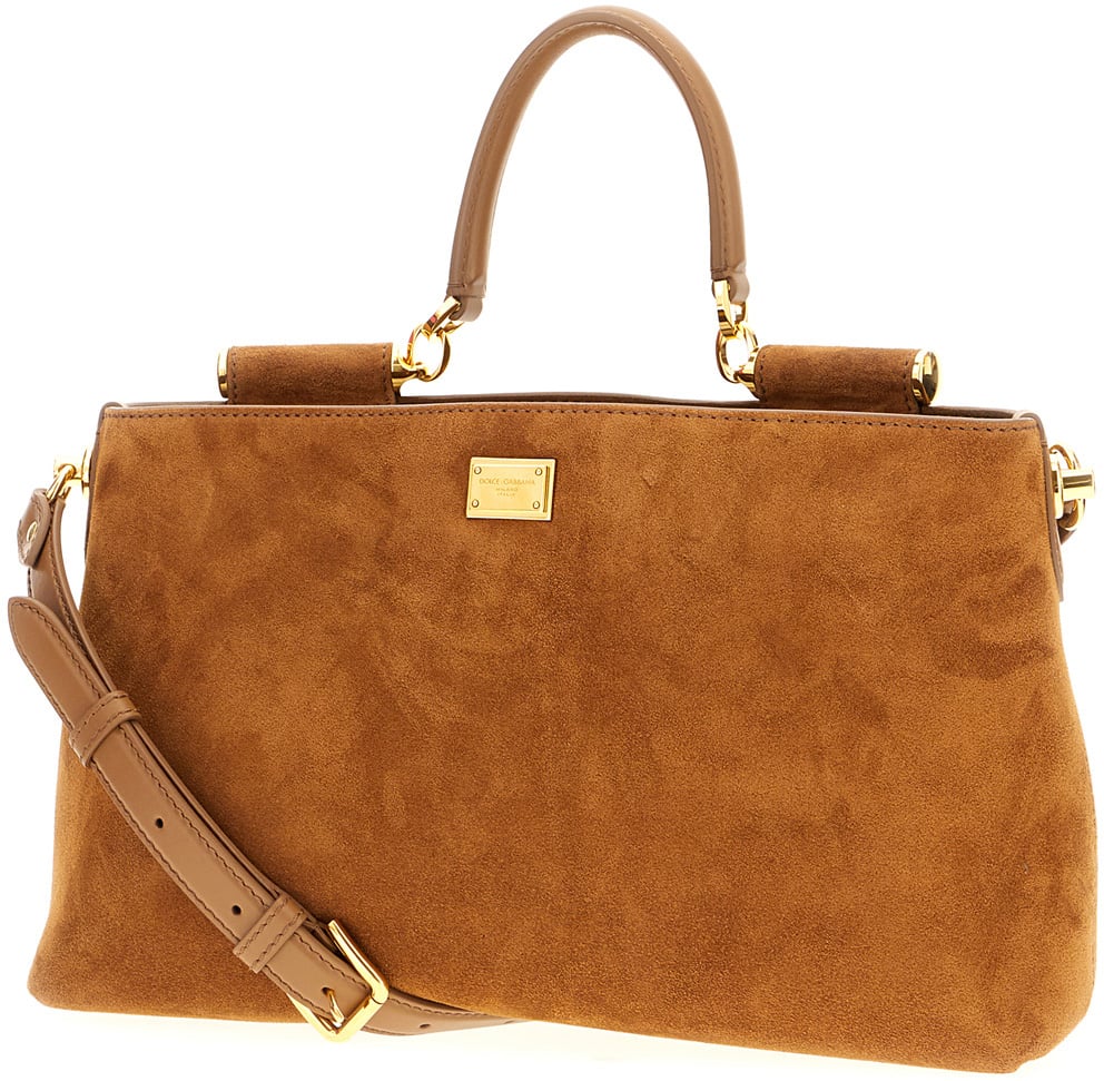 Dolce & Gabbana Dolce&gabbana Brown suede leather Vittoria handbag Bruin