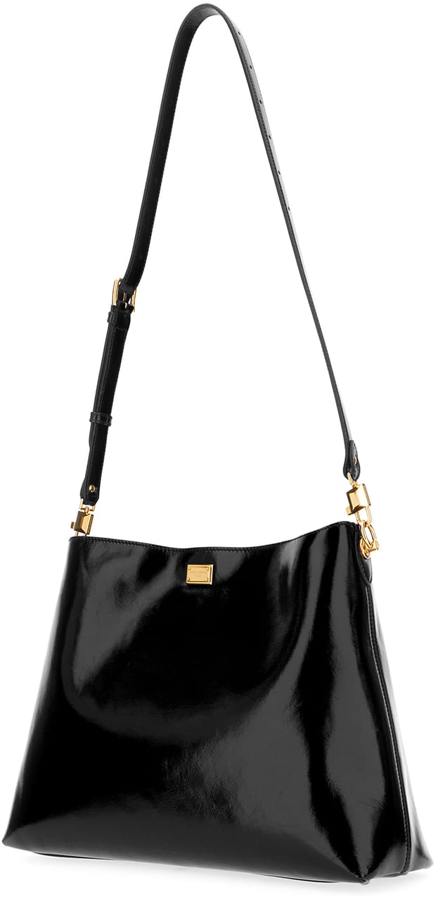 Dolce & Gabbana Dolce&gabbana Black leather large Vittoria shoulder bag Zwart