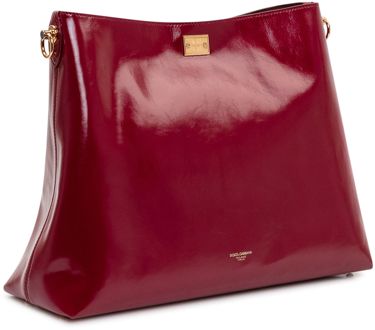 Dolce & Gabbana Borsa a Spalla con Placca Metallica Maroon