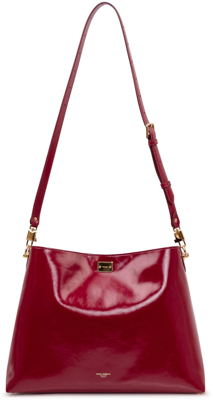 Dolce & Gabbana Borsa a Spalla con Placca Metallica Maroon