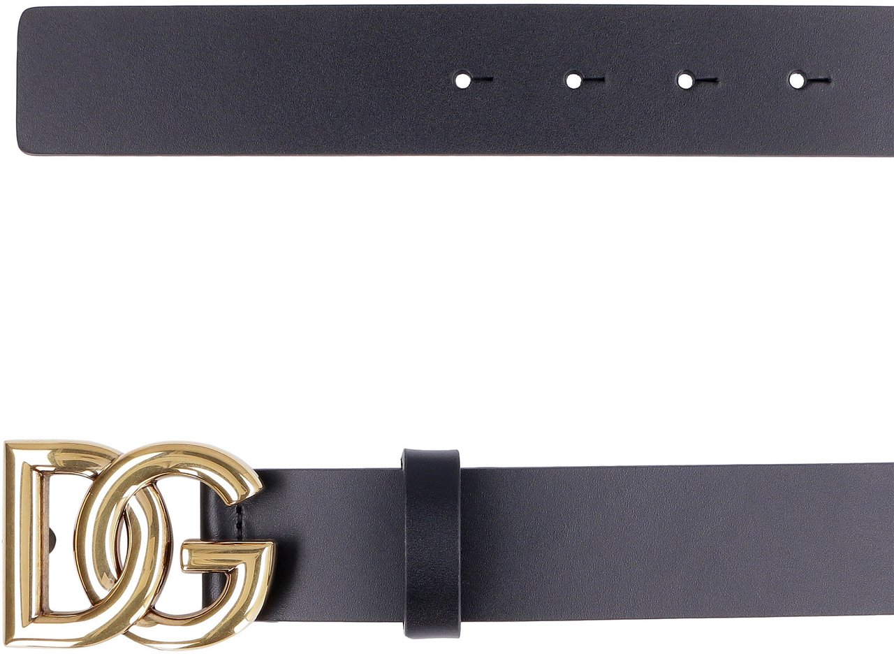 Dolce & Gabbana DG buckle leather belt Zwart
