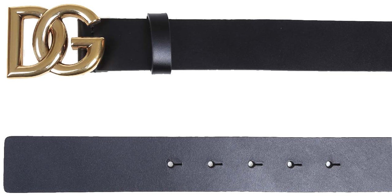 Dolce & Gabbana Dolce & gabbana belt in calfskin with metal crossed dg logo Zwart