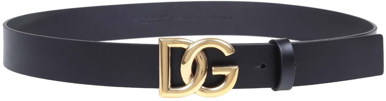 Dolce & Gabbana Dolce & gabbana calfskin belt with crossed dg logo color black Zwart