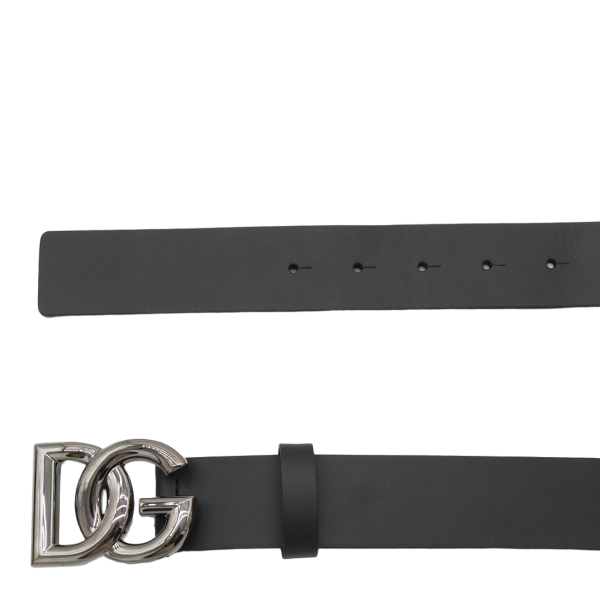 Dolce & Gabbana Black Calf Leather Logo Belt Zwart