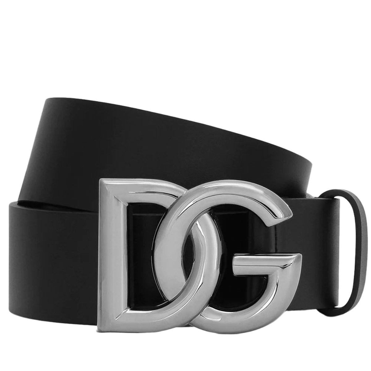 Dolce & Gabbana Black Calf Leather Logo Belt Zwart