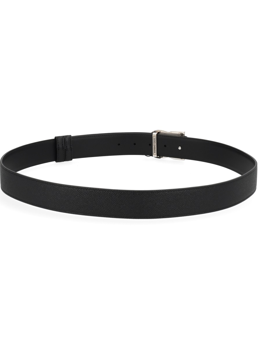 Dolce & Gabbana Black Smooth Intertwined Buckle Belt Zwart