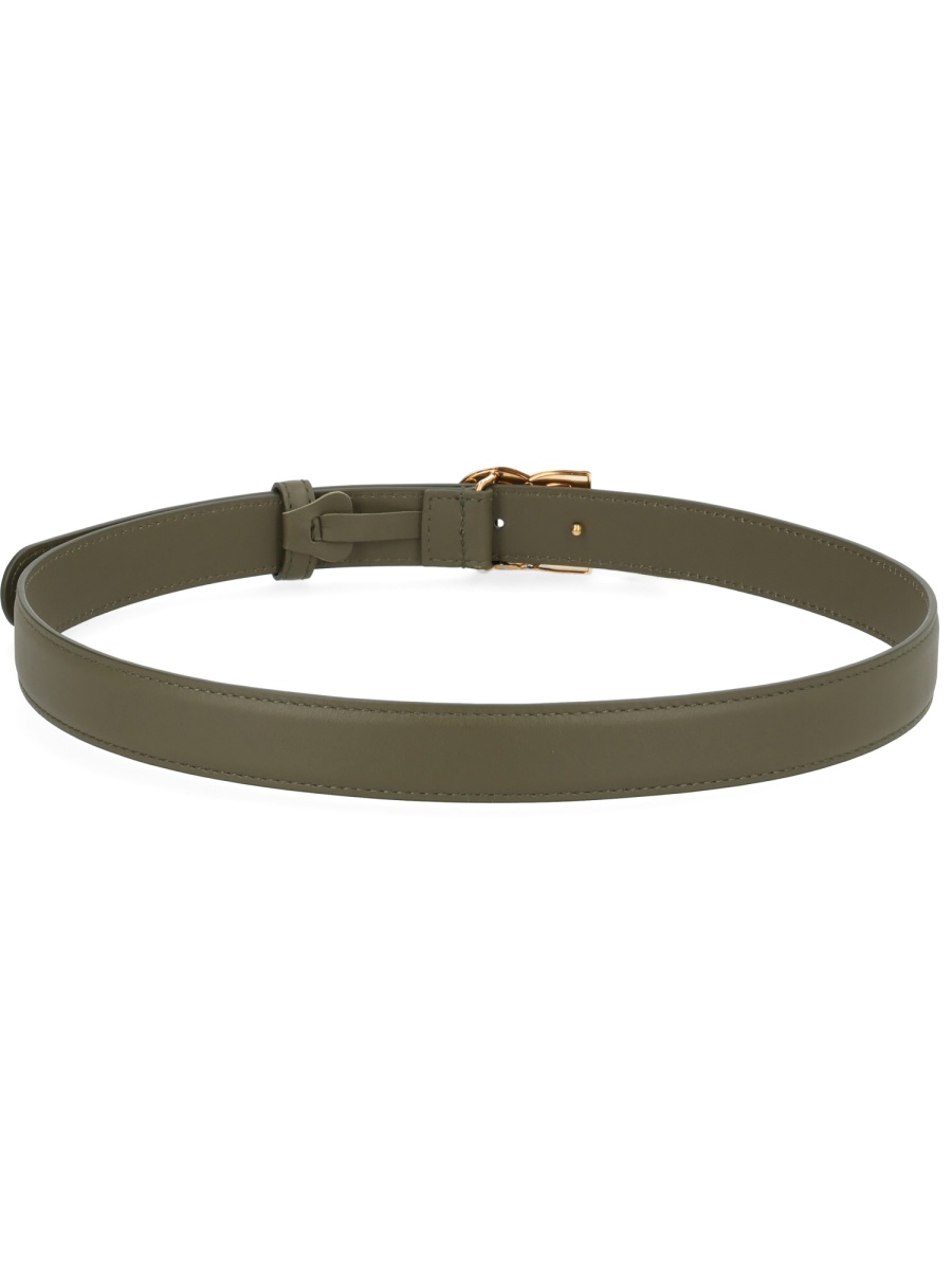 Dolce & Gabbana Olive Interlocking Gold Buckle Leather Belt Grijs