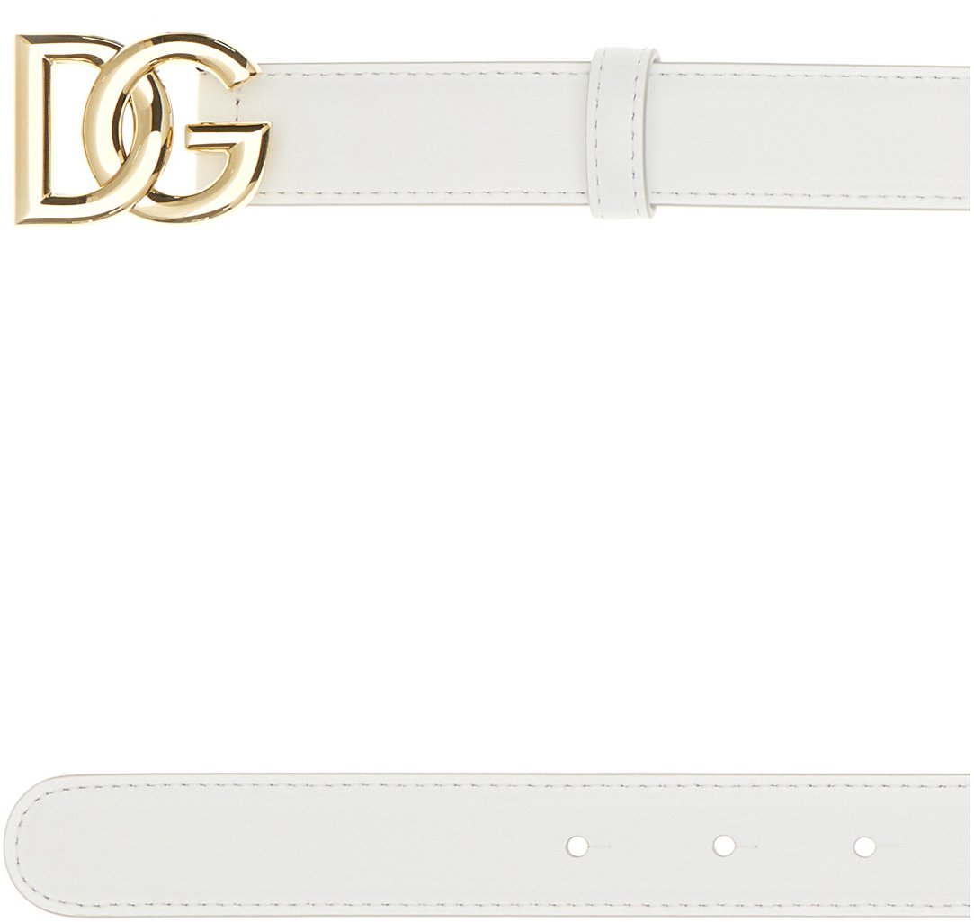 Dolce & Gabbana Dolce&gabbana White leather belt Wit
