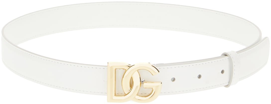 Dolce & Gabbana Dolce&gabbana White leather belt Wit